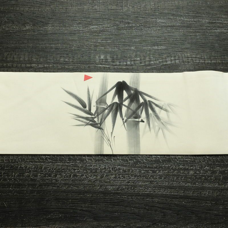 名古屋帯 太鼓柄 落款入り 正絹 木の葉・植物柄 名古屋仕立て なごや帯 リサイクル帯 帯 白_画像14