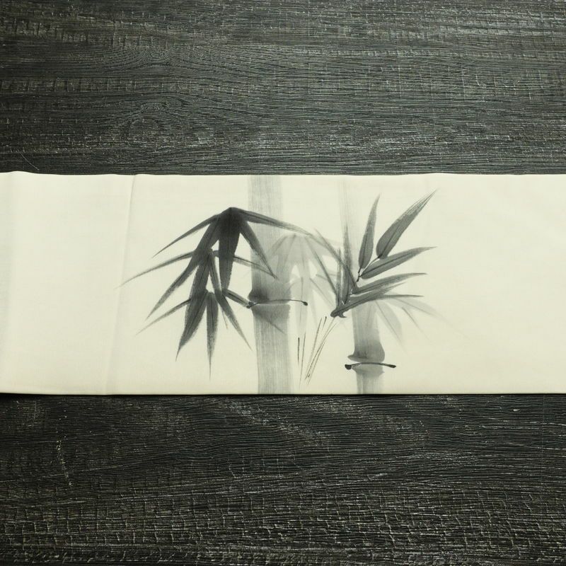 名古屋帯 太鼓柄 落款入り 正絹 木の葉・植物柄 名古屋仕立て なごや帯 リサイクル帯 帯 白_画像16