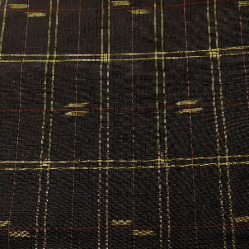 紬 しつけ糸付き 正絹 チェック・格子柄 袷仕立て 身丈163cm 裄丈65.5cm リサイクル着物 着物 カジュアル 茶_画像7