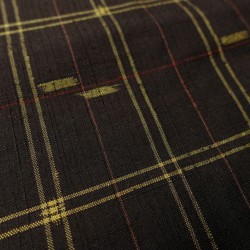 紬 しつけ糸付き 正絹 チェック・格子柄 袷仕立て 身丈163cm 裄丈65.5cm リサイクル着物 着物 カジュアル 茶_画像8