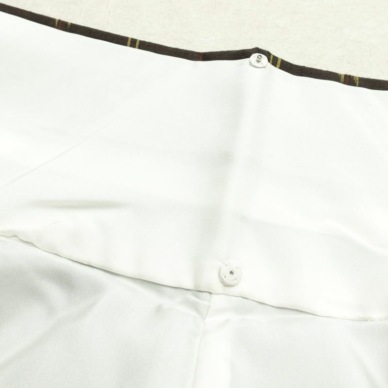 紬 しつけ糸付き 正絹 チェック・格子柄 袷仕立て 身丈163cm 裄丈65.5cm リサイクル着物 着物 カジュアル 茶_画像19