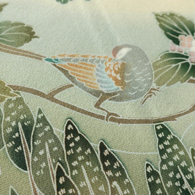 訪問着 縮緬 正絹 花柄 袷仕立て 身丈164cm 裄丈67cm リサイクル着物 着物 共八掛 入学式 卒業式 七五三 お宮参り フォーマル 緑・うぐいす色_画像10