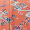 小紋 縮緬 正絹 花柄 袷仕立て 身丈158.5cm 裄丈63.5cm リサイクル着物 着物 サーモンピンク ピンク_画像6