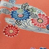 小紋 縮緬 正絹 花柄 袷仕立て 身丈158.5cm 裄丈63.5cm リサイクル着物 着物 サーモンピンク ピンク_画像11