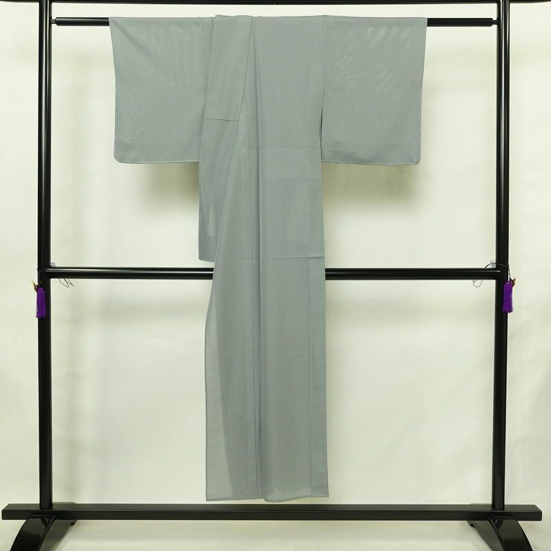 単衣 色無地 絽 良品 しつけ糸付き 夏用 ポリエステル 無地 単衣仕立て 身丈145.5cm 裄丈61.5cm リサイクル着物 着物 お茶会 フォーマル 青・紺_画像2