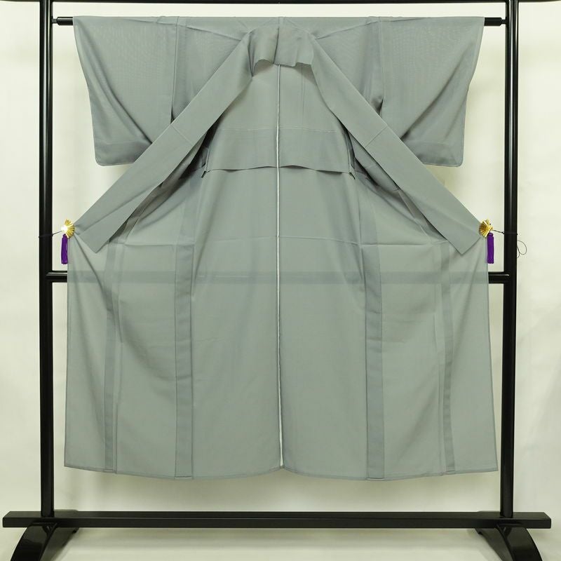 単衣 色無地 絽 良品 しつけ糸付き 夏用 ポリエステル 無地 単衣仕立て 身丈145.5cm 裄丈61.5cm リサイクル着物 着物 お茶会 フォーマル 青・紺_画像3