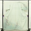 訪問着 落款入り 友禅 縮緬 一つ紋付き 正絹 花柄 袷仕立て 身丈161.5cm 裄丈65cm リサイクル着物 着物 入学式 卒業式 七五三 お宮参り フォーマル 上品 ブルーグリーン 緑・うぐいす色_画像1