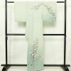 訪問着 落款入り 友禅 縮緬 一つ紋付き 正絹 花柄 袷仕立て 身丈161.5cm 裄丈65cm リサイクル着物 着物 入学式 卒業式 七五三 お宮参り フォーマル 上品 ブルーグリーン 緑・うぐいす色_画像2