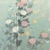 訪問着 落款入り 友禅 縮緬 一つ紋付き 正絹 花柄 袷仕立て 身丈161.5cm 裄丈65cm リサイクル着物 着物 入学式 卒業式 七五三 お宮参り フォーマル 上品 ブルーグリーン 緑・うぐいす色_画像6