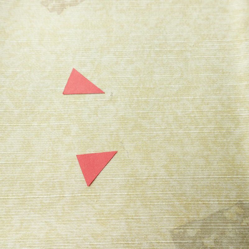 訪問着 良品 落款入り 正絹 幾何学柄・抽象柄 袷仕立て 身丈163.5cm 裄丈66.5cm リサイクル着物 着物 おしゃれ 紬地 緑・うぐいす色_画像8