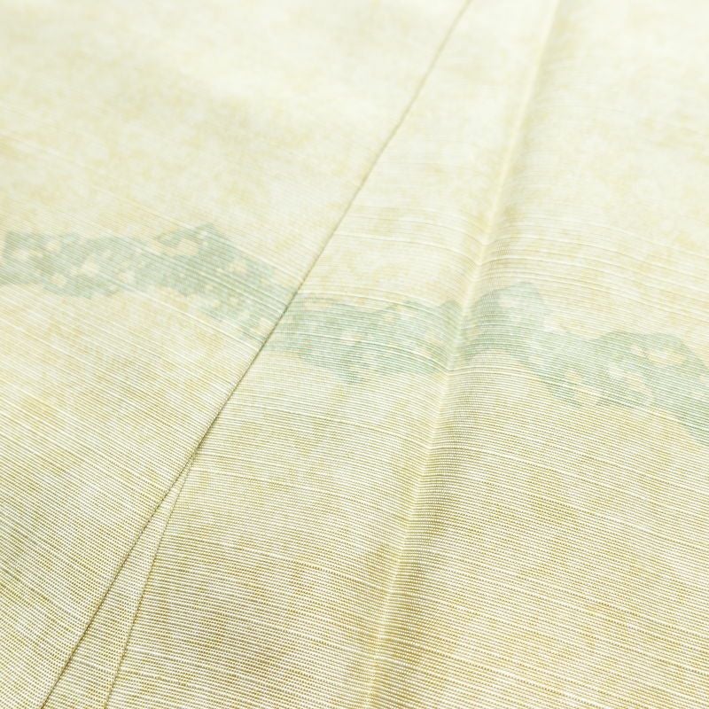 訪問着 良品 落款入り 正絹 幾何学柄・抽象柄 袷仕立て 身丈163.5cm 裄丈66.5cm リサイクル着物 着物 おしゃれ 紬地 緑・うぐいす色_画像18