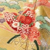 振袖 正絹 古典柄 袷仕立て 身丈164.5cm 裄丈66cm リサイクル着物 着物 箔 金彩 成人式 二十歳 二十歳の集い パーティー フォーマル 蝶 扇子 御所車 黄・黄土色_画像7
