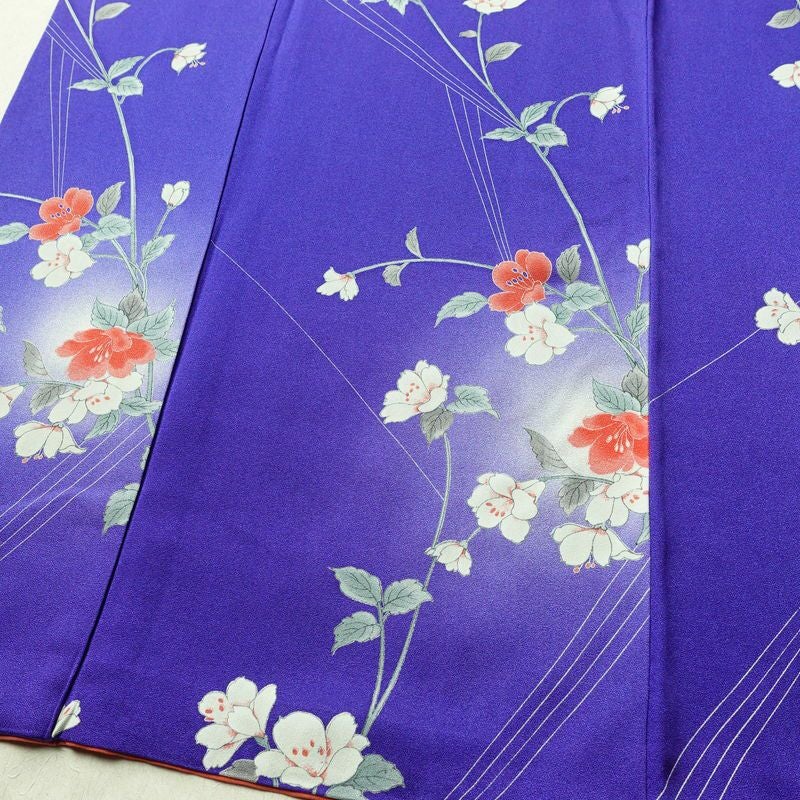 小紋 正絹 花柄 袷仕立て 身丈155.5cm 裄丈64.5cm リサイクル着物 着物 青・紺_画像4