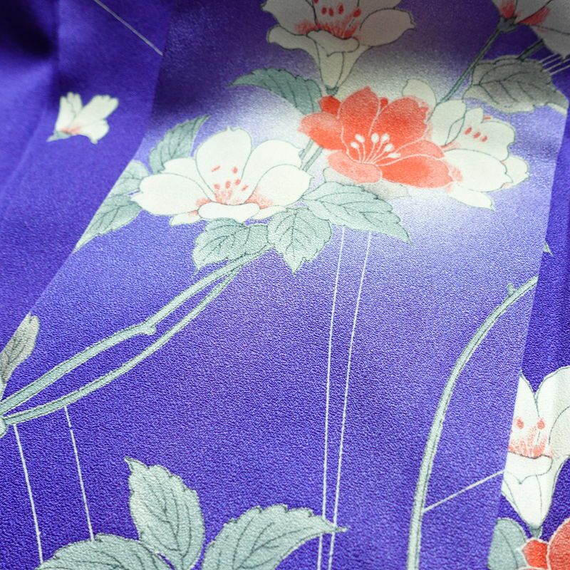 小紋 正絹 花柄 袷仕立て 身丈155.5cm 裄丈64.5cm リサイクル着物 着物 青・紺_画像17