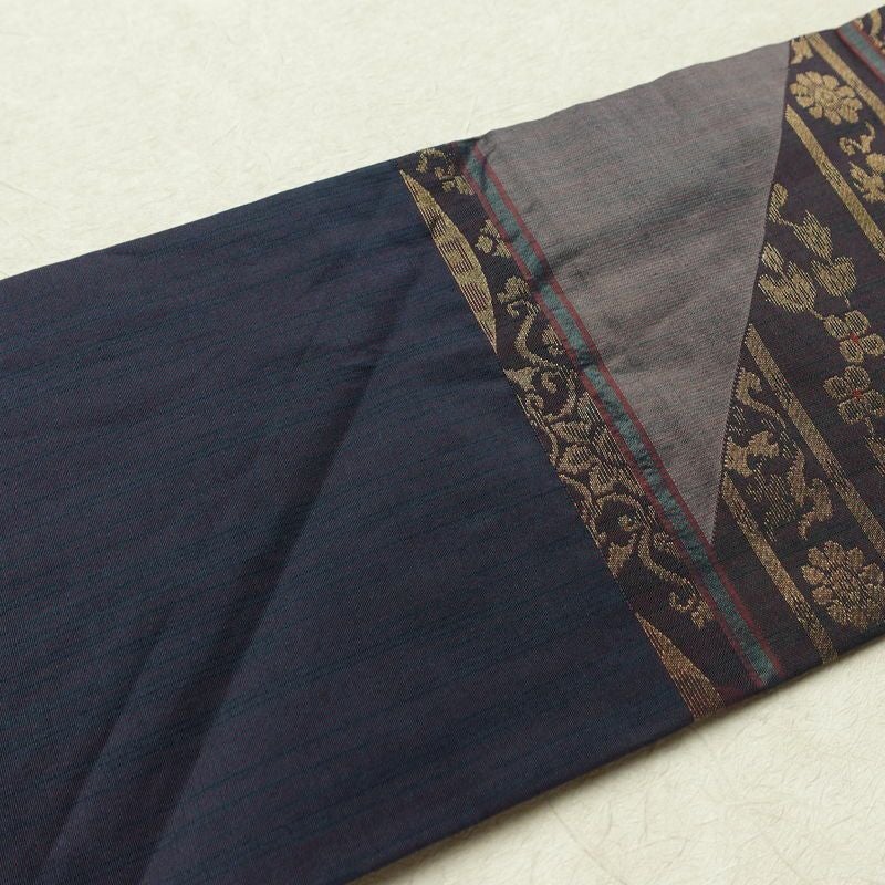 名古屋帯 六通柄 良品 正絹 幾何学柄・抽象柄 名古屋仕立て なごや帯 リサイクル帯 帯 モダン おしゃれ 紫・藤色_画像14