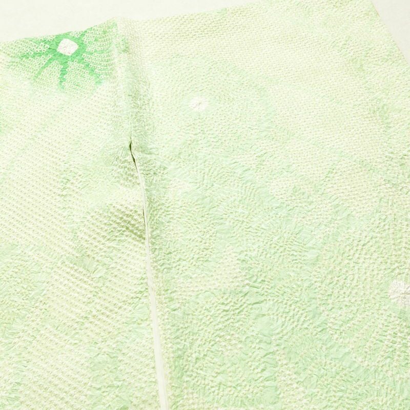 振袖 絞り 総絞り 正絹 花柄 袷仕立て 身丈156cm 裄丈65cm リサイクル着物 着物 二十歳 二十歳の集い お茶会 パーティー フォーマル 緑・うぐいす色_画像14