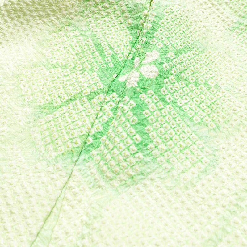 振袖 絞り 総絞り 正絹 花柄 袷仕立て 身丈156cm 裄丈65cm リサイクル着物 着物 二十歳 二十歳の集い お茶会 パーティー フォーマル 緑・うぐいす色_画像18