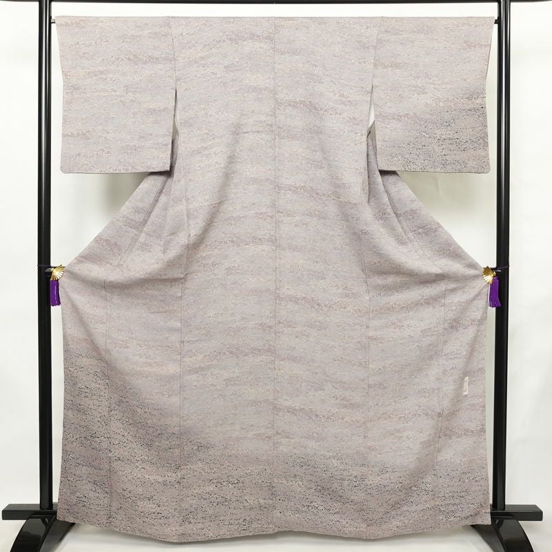 付け下げ ふくれ織 正絹 その他の柄 袷仕立て 身丈164cm 裄丈66cm リサイクル着物 着物 洒落 紫・藤色_画像1