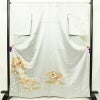 訪問着 金駒刺繍 一つ紋付き 正絹 古典柄 袷仕立て 身丈164.5cm 裄丈65cm リサイクル着物 着物 箔 金彩 入学式 卒業式 七五三 お宮参り フォーマル 四季花 菊 ブルーグレー グレー_画像1