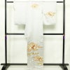 訪問着 金駒刺繍 一つ紋付き 正絹 古典柄 袷仕立て 身丈164.5cm 裄丈65cm リサイクル着物 着物 箔 金彩 入学式 卒業式 七五三 お宮参り フォーマル 四季花 菊 ブルーグレー グレー_画像2