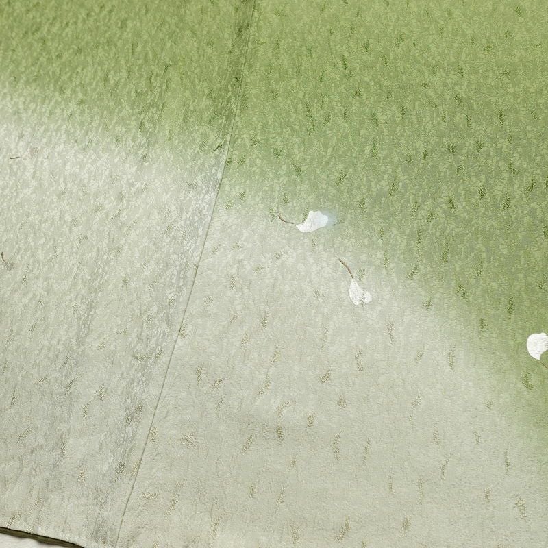 訪問着 一つ紋付き 正絹 木の葉・植物柄 袷仕立て 身丈162cm 裄丈68cm リサイクル着物 着物 刺繍 箔 入学式 卒業式 七五三 お宮参り フォーマル 緑・うぐいす色_画像11