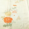 付け下げ 綸子 正絹 花柄 袷仕立て 身丈158cm 裄丈64cm リサイクル着物 着物 入学式 卒業式 七五三 お宮参り フォーマル 菊 クリーム_画像6