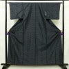 紬 正絹 幾何学柄・抽象柄 袷仕立て 身丈159.5cm 裄丈62.5cm リサイクル着物 着物 青・紺_画像1