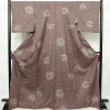 紬 正絹 花柄 袷仕立て 身丈168.5cm 裄丈69cm リサイクル着物 着物 紫・藤色_画像1
