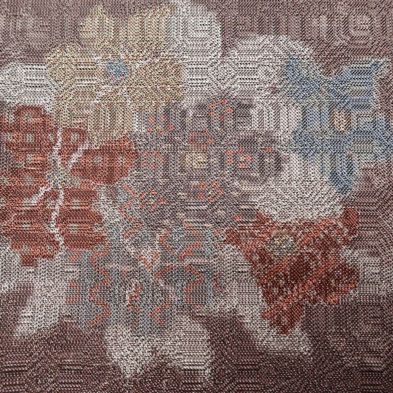 紬 正絹 花柄 袷仕立て 身丈168.5cm 裄丈69cm リサイクル着物 着物 紫・藤色_画像7