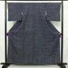 付け下げ しつけ糸付き 縮緬 正絹 古典柄 袷仕立て 身丈156.5cm 裄丈66.5cm リサイクル着物 着物 青・紺_画像1
