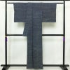 付け下げ しつけ糸付き 縮緬 正絹 古典柄 袷仕立て 身丈156.5cm 裄丈66.5cm リサイクル着物 着物 青・紺_画像2