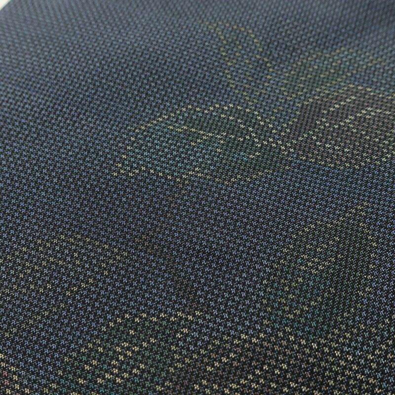 大島紬 証紙なし 正絹 花柄 袷仕立て 身丈161.5cm 裄丈64cm リサイクル着物 着物 青・紺_画像9