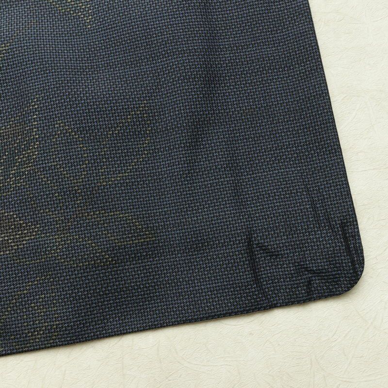 大島紬 証紙なし 正絹 花柄 袷仕立て 身丈161.5cm 裄丈64cm リサイクル着物 着物 青・紺_画像16