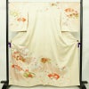 訪問着 良品 金駒刺繍 綸子 正絹 古典柄 袷仕立て 身丈163cm 裄丈66.5cm リサイクル着物 着物 箔 共八掛 金彩 入学式 卒業式 七五三 お宮参り フォーマル 菊 クリーム_画像1
