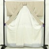 小紋 縮緬 正絹 木の葉・植物柄 袷仕立て 身丈161.5cm 裄丈66cm リサイクル着物 着物 ベージュ_画像3