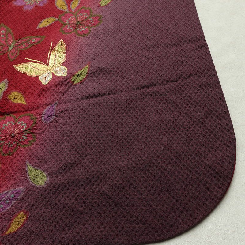 振袖 絞り 金駒刺繍 正絹 蝶・昆虫柄 袷仕立て 身丈167cm 裄丈69cm リサイクル着物 着物 金彩 成人式 二十歳 二十歳の集い フォーマル 紫・藤色_画像17