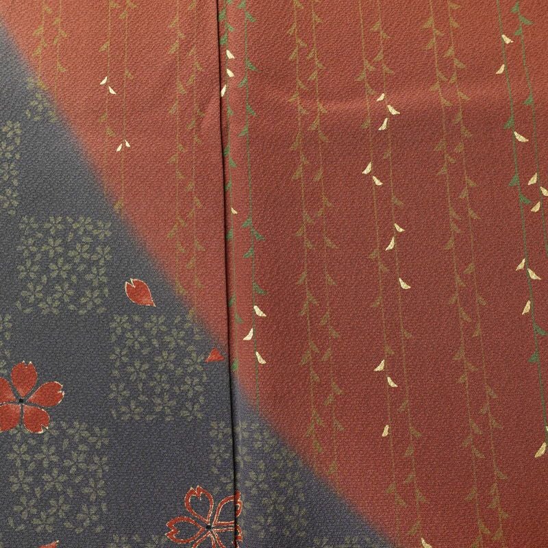 訪問着 良品 縮緬 正絹 花柄 袷仕立て 身丈159.5cm 裄丈65cm リサイクル着物 着物 箔 入学式 卒業式 七五三 お宮参り フォーマル 桜 茶_画像6