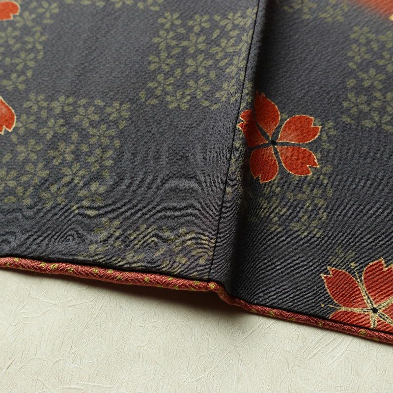 訪問着 良品 縮緬 正絹 花柄 袷仕立て 身丈159.5cm 裄丈65cm リサイクル着物 着物 箔 入学式 卒業式 七五三 お宮参り フォーマル 桜 茶_画像12