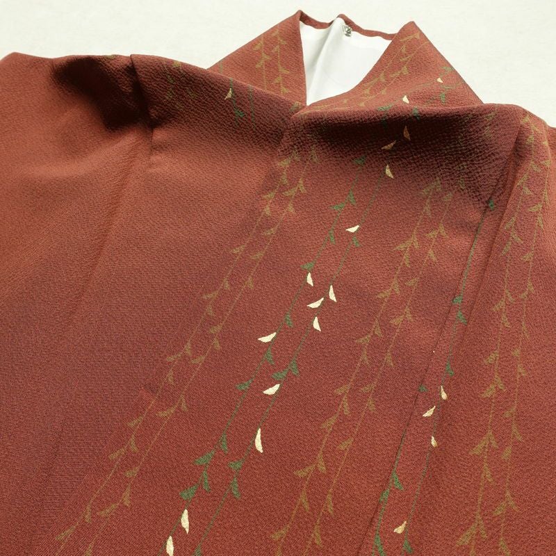 訪問着 良品 縮緬 正絹 花柄 袷仕立て 身丈159.5cm 裄丈65cm リサイクル着物 着物 箔 入学式 卒業式 七五三 お宮参り フォーマル 桜 茶_画像17