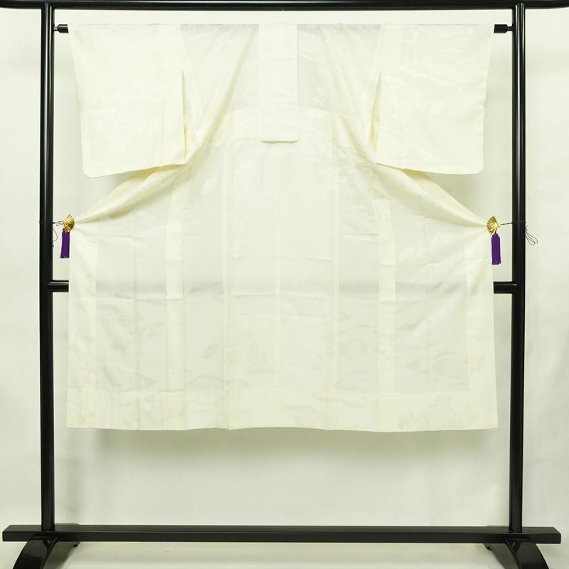 長襦袢 良品 ポリエステル 古典柄 袖無双・胴抜き 身丈131.5cm 裄丈64cm リサイクル着物 着物 フォーマル クリーム_画像1