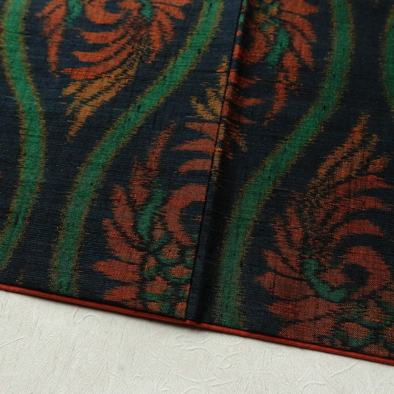 紬 バチ衿仕立て 正絹 古典柄 袷仕立て 身丈159.5cm 裄丈65cm リサイクル着物 一部しつけ糸付き 着物 青・紺_画像11