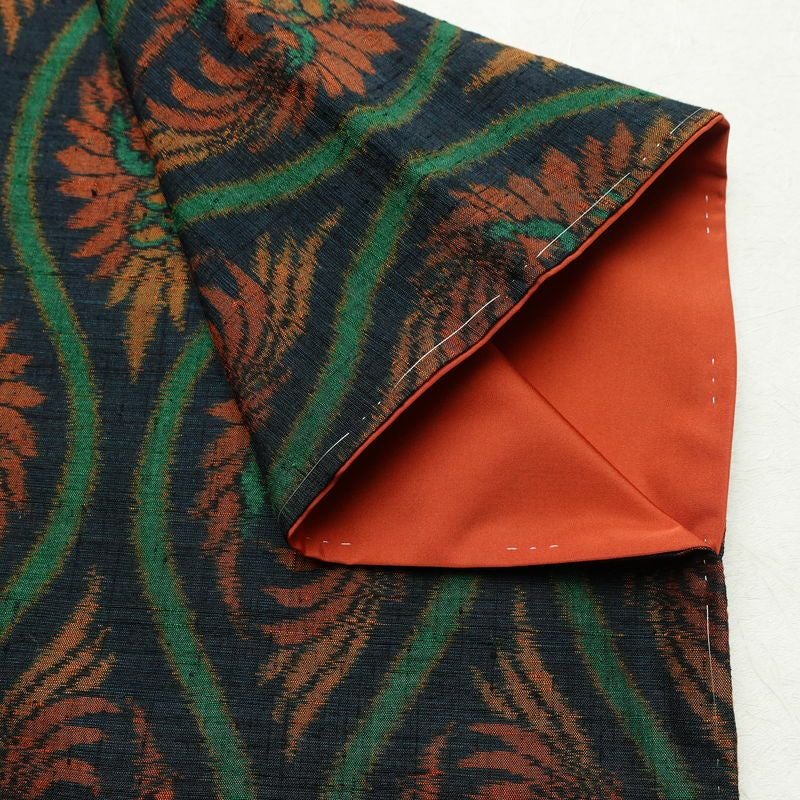 紬 バチ衿仕立て 正絹 古典柄 袷仕立て 身丈159.5cm 裄丈65cm リサイクル着物 一部しつけ糸付き 着物 青・紺_画像15