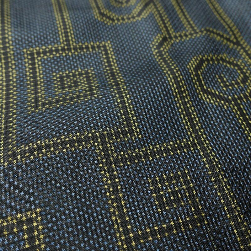 大島紬 正絹 幾何学柄・抽象柄 袷仕立て 身丈160cm 裄丈62.5cm リサイクル着物 着物 青・紺_画像11