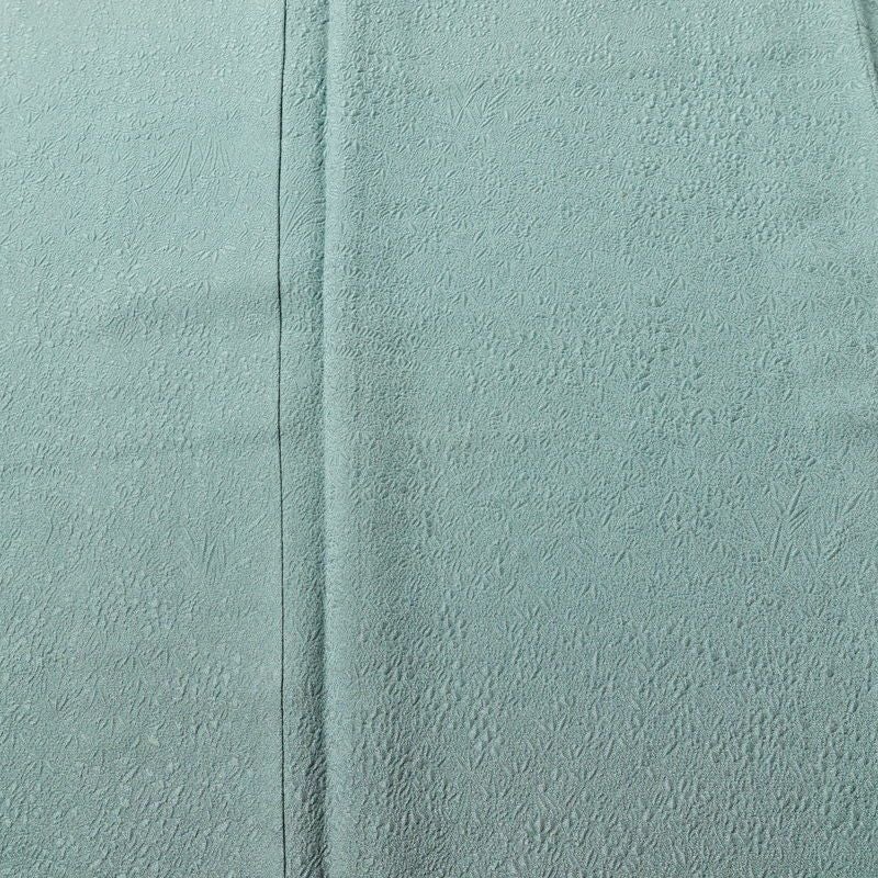 色無地 良品 毎田仁郎 落款入り 一つ紋付き 正絹 木の葉・植物柄 袷仕立て 身丈163cm 裄丈63cm リサイクル着物 一部しつけ糸付き 着物 入学式 卒業式 お茶会 七五三 お宮参り フォーマル 青・紺_画像6