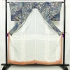 小紋 縮緬 総柄 正絹 花柄 袷仕立て 身丈157.5cm 裄丈62.5cm リサイクル着物 着物 くすみブルー 青・紺_画像3