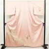 訪問着 綸子 正絹 古典柄 袷仕立て 身丈162cm 裄丈67.5cm リサイクル着物 着物 箔 金彩 入学式 卒業式 七五三 お宮参り フォーマル 扇子 ピンク_画像1