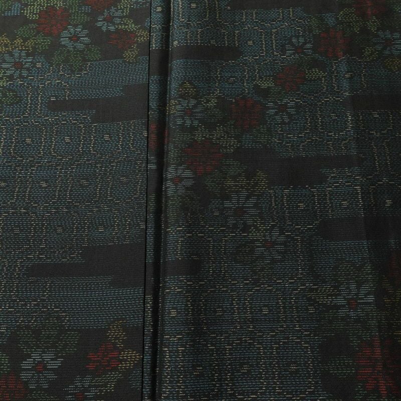 大島紬 証紙なし 正絹 花柄 袷仕立て 身丈155cm 裄丈63cm リサイクル着物 着物 青・紺_画像6