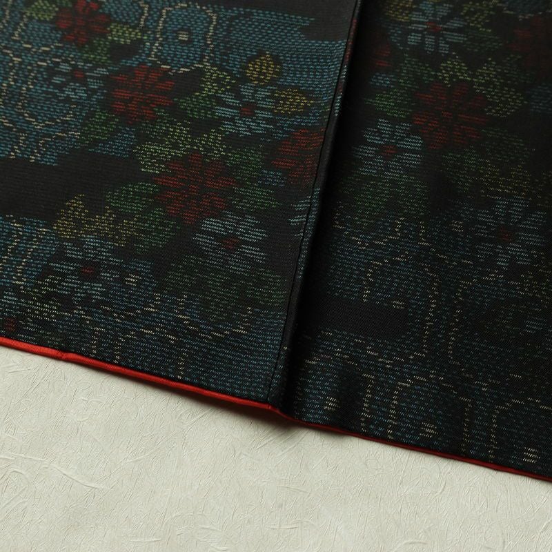 大島紬 証紙なし 正絹 花柄 袷仕立て 身丈155cm 裄丈63cm リサイクル着物 着物 青・紺_画像12