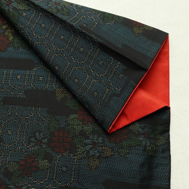 大島紬 証紙なし 正絹 花柄 袷仕立て 身丈155cm 裄丈63cm リサイクル着物 着物 青・紺_画像14