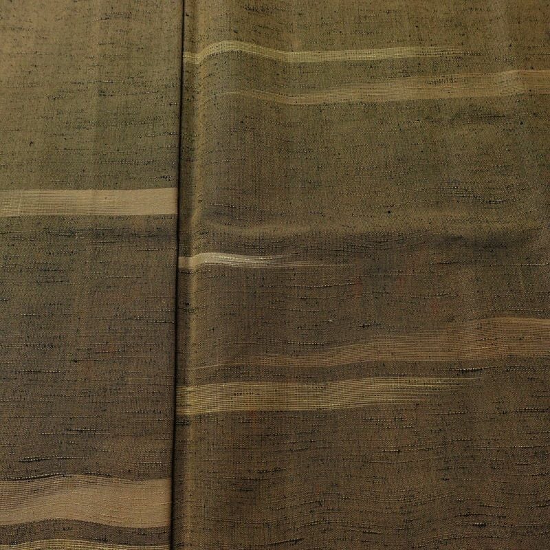 単衣 紬 バチ衿仕立て 正絹 縞柄・線柄 単衣仕立て 身丈149cm 裄丈62cm リサイクル着物 着物 モダン 紬着物 黄・黄土色_画像6